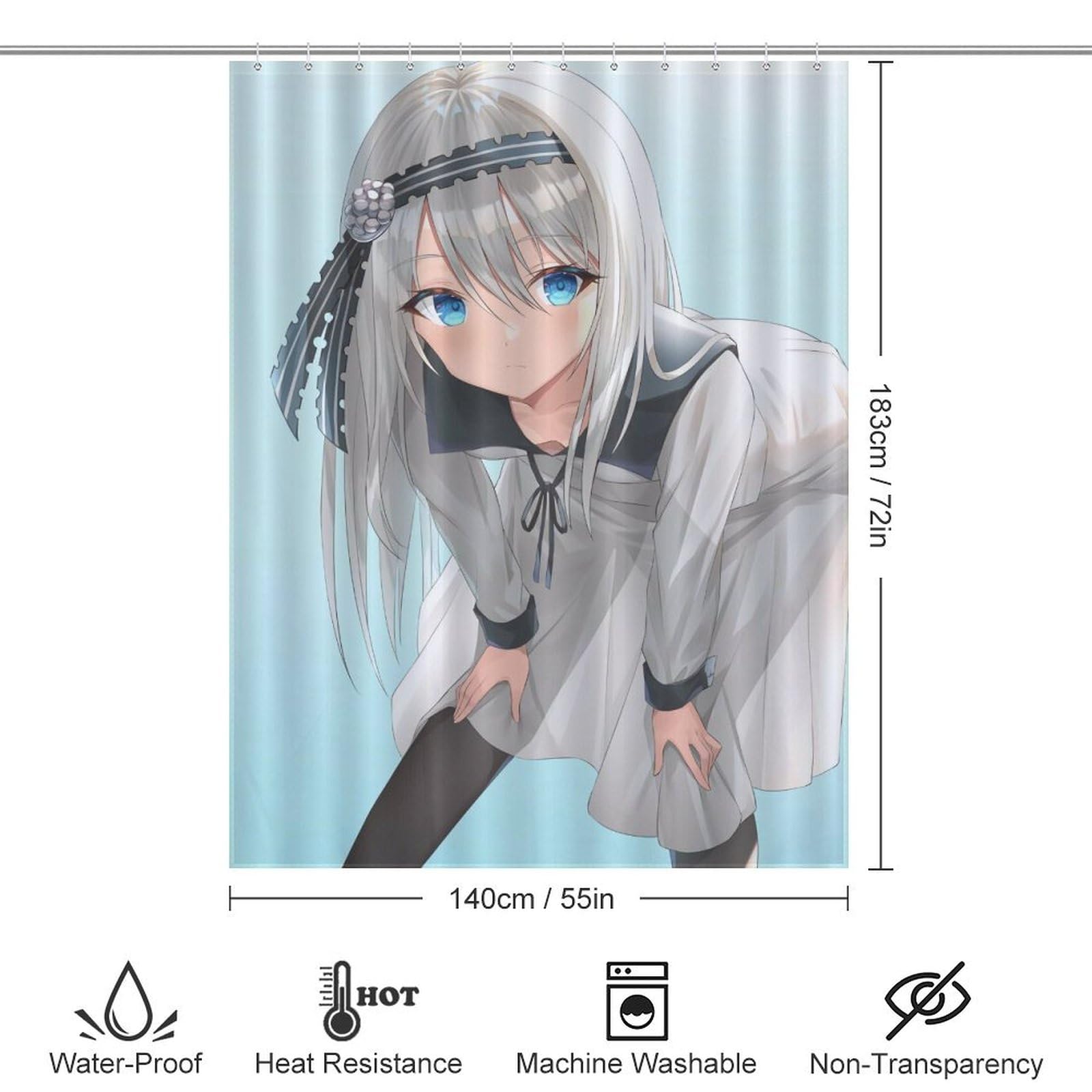 Amazon｜シャワーカーテン 可愛い アニメ柄 かぐや様は告らせたい 白銀